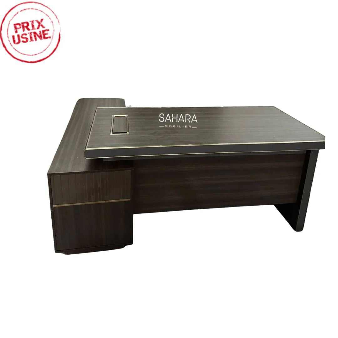 bureau de direction en bois mélaminé avec retour