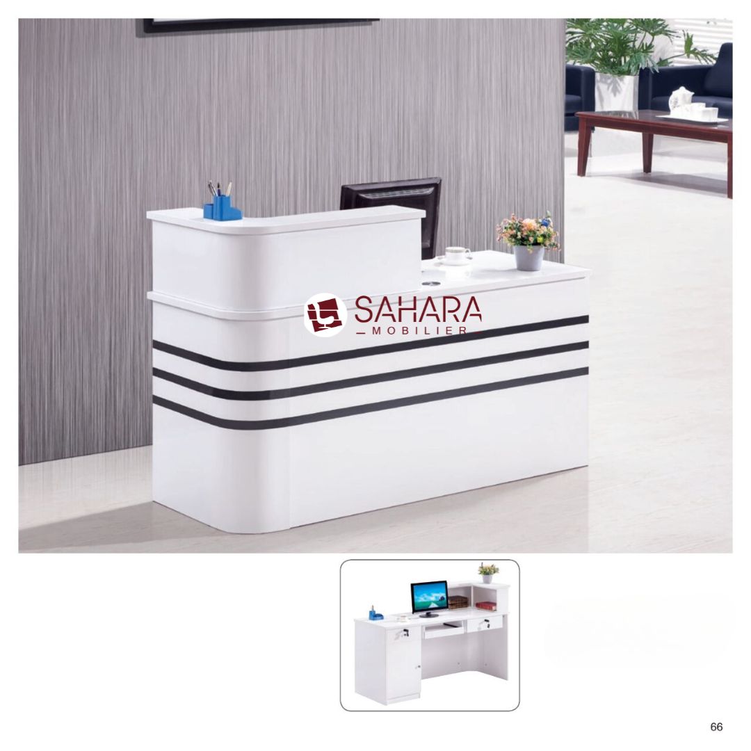 Bureau d'accueil StratoDesk, avec retour et coir pour pc,