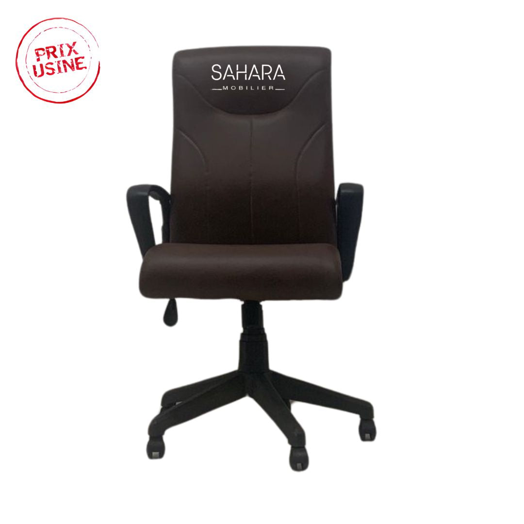 Fauteuil en simili cuir-pour bureau avec accoudoirs fixé sur le dossier et l'assise de la chaise
les piètement sont PVC