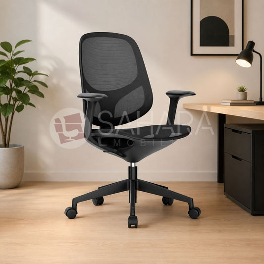 Fauteuil de Bureau Ergonomique en Résille Noire – Design Moderne et Confort Professionnel