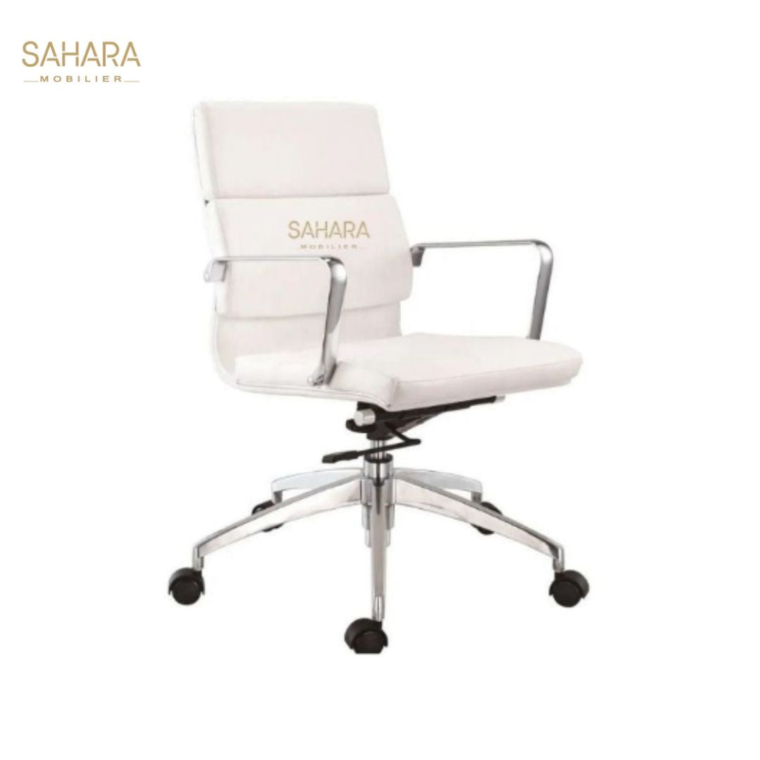 fauteuil de bureau en simili cuir sur 5 branches  en aluminium