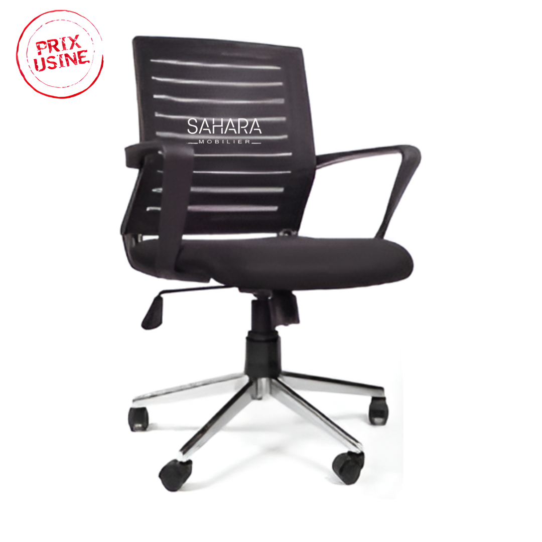 Fauteuil en MeSH avec roulettes chromé et des accoudoirs fixé sur le dossier et l'assise