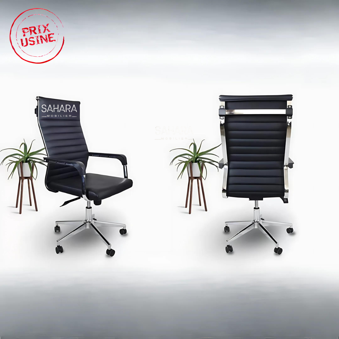 fauteuil en simili cuir avec tetiere intégré structure monocoque, les accoudoirs sont fixés sur le dossier et l'assise
