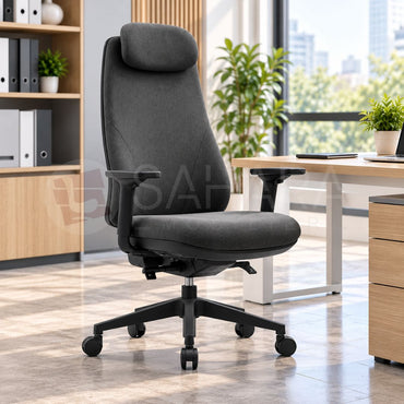 Fauteuil de bureau ergonomique pivotant à dossier haut avec accoudoirs 3D Réf C1352