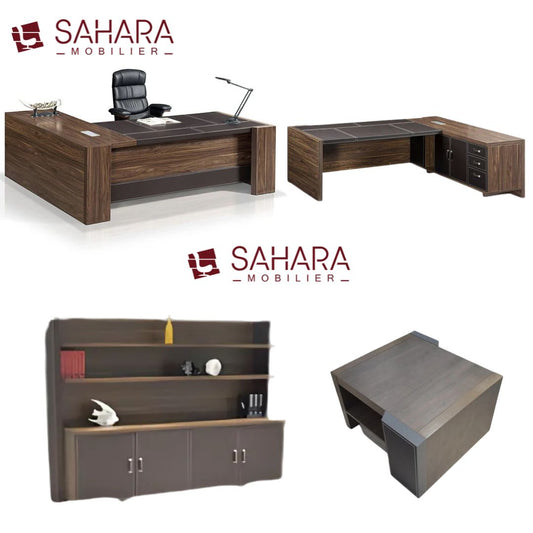 pack bureau composé de : bureau,table basse et armoire bibliothéque