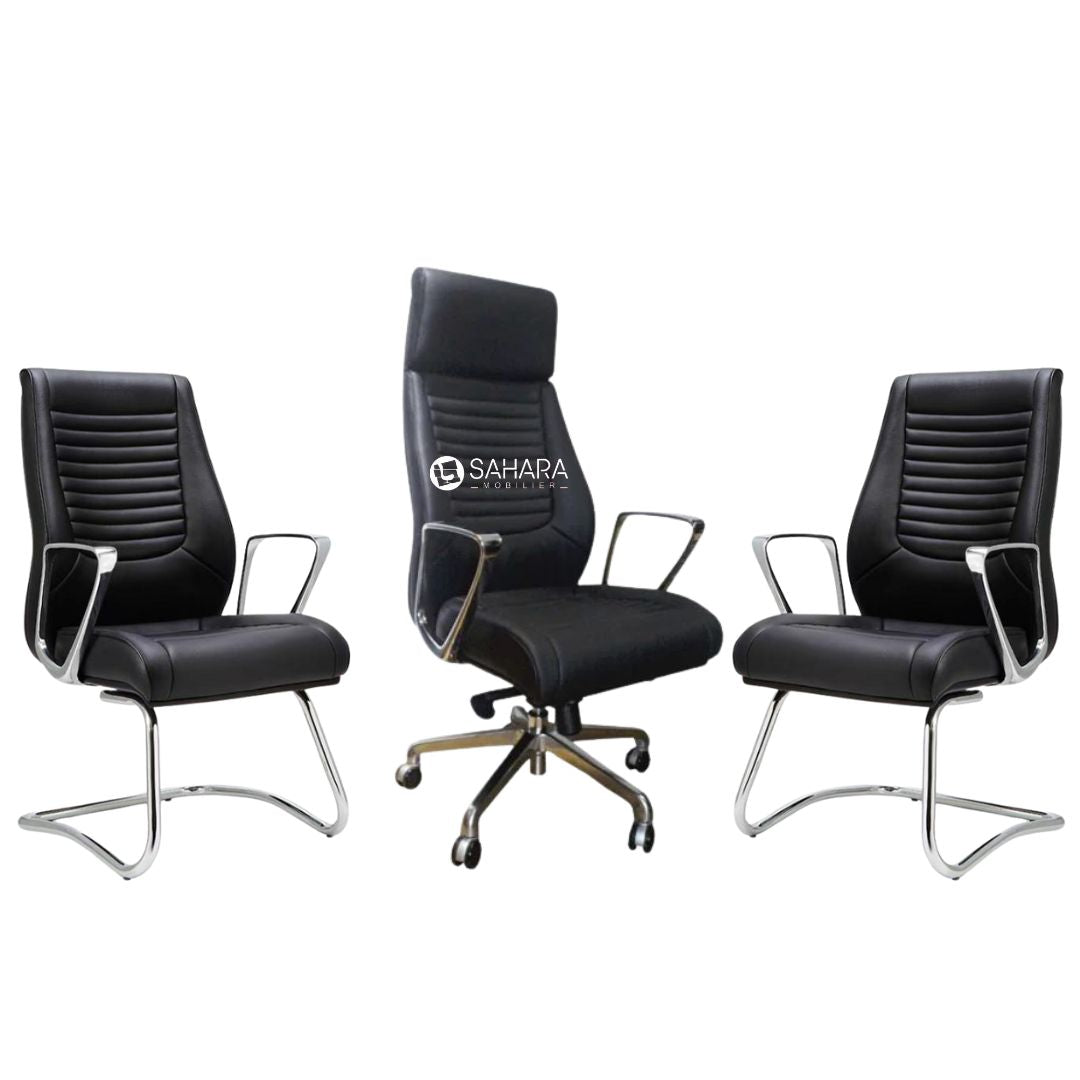 ensemble fauteuils en simili cuir noir