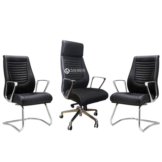 ensemble fauteuils en simili cuir noir