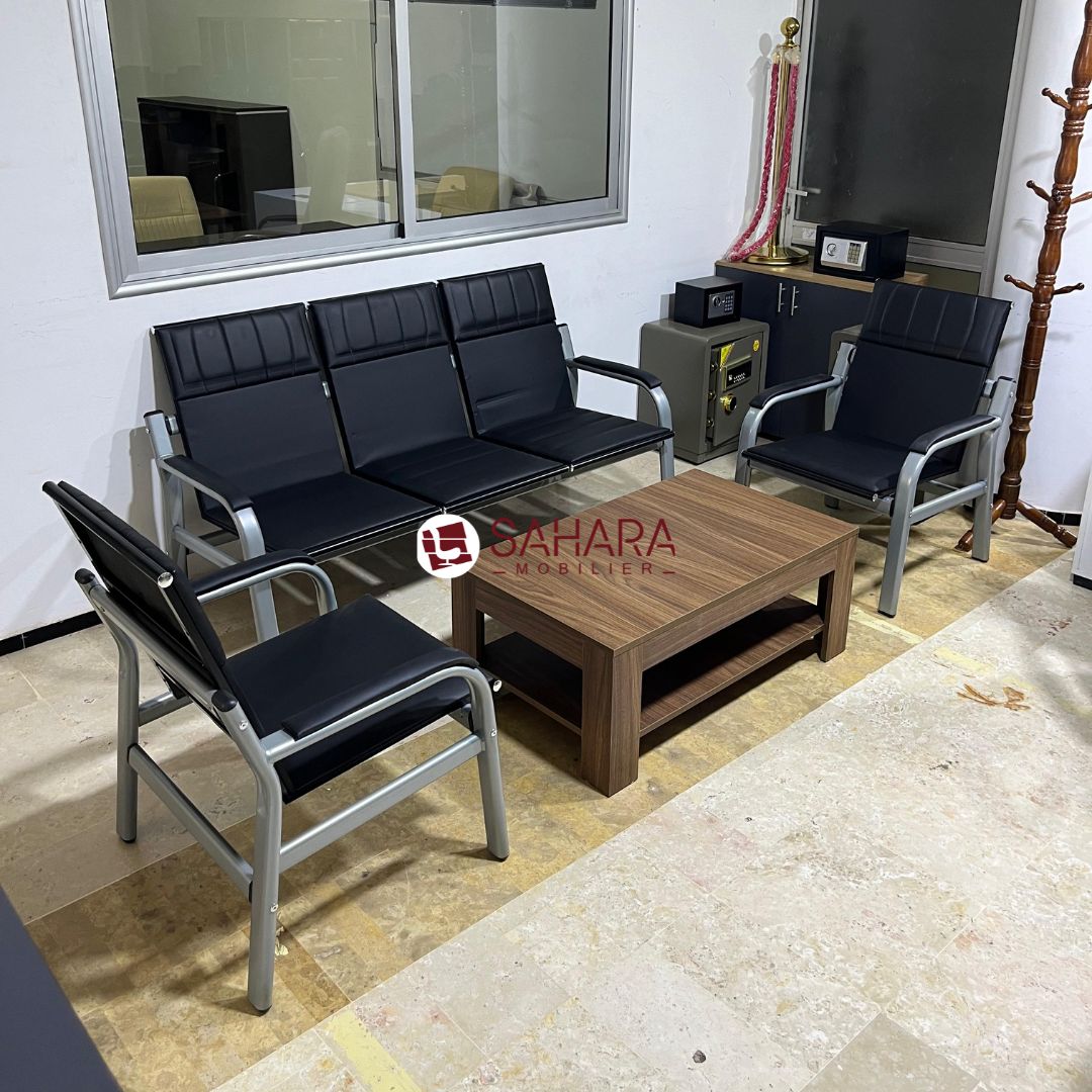canapé d'accueil professionnel pour bureau de direction ou salle d'accueil ou d'attente fabriqué en métal et revêtu en simili cuir de haut qualité