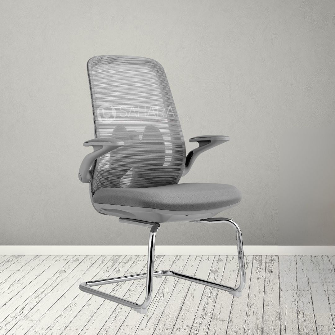 siège visiteur pour bureau en MeSH, piétement luge, accoudoirs réglables dossier en MeSH