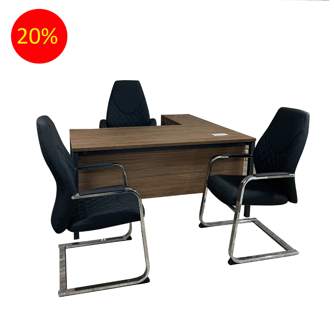 Ensemble Bureau LISBONNE avec retour et caisson et chaises Réf. B1802