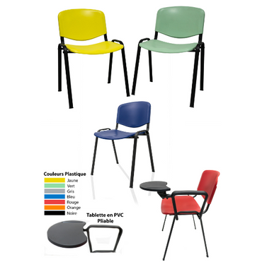 Chaise NOVA ISO avec tablette écritoire Réf. B2057