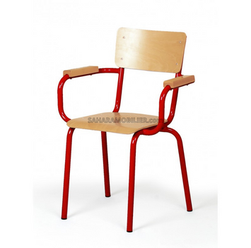 Chaise semi métallique grand modèle Dossier carré avec accoudoirs Réf. B2157