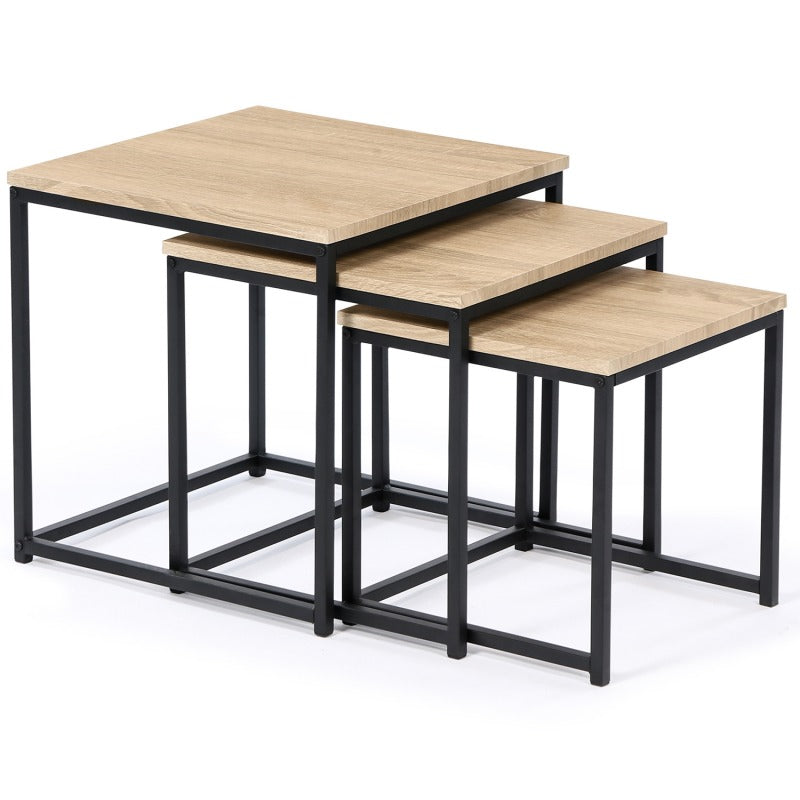 LOT DE 3 TABLES BASSES GIGOGNES 35/40/45 DESIGN INDUSTRIEL