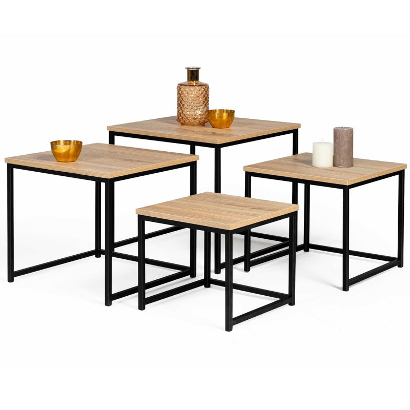 LOT DE 4 TABLES BASSES GIGOGNES 35/40/45/50 DESIGN INDUSTRIEL Réf B2778