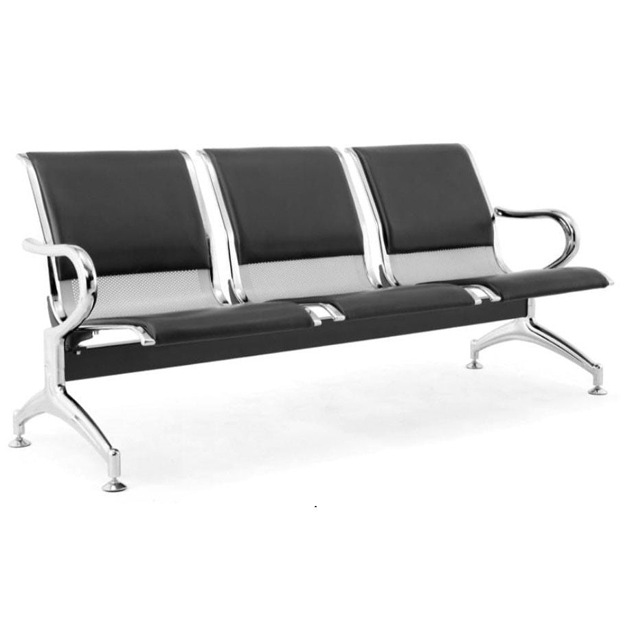 Banquette de réception 3 places chromé avec 2 accoudoirs Réf. B2024