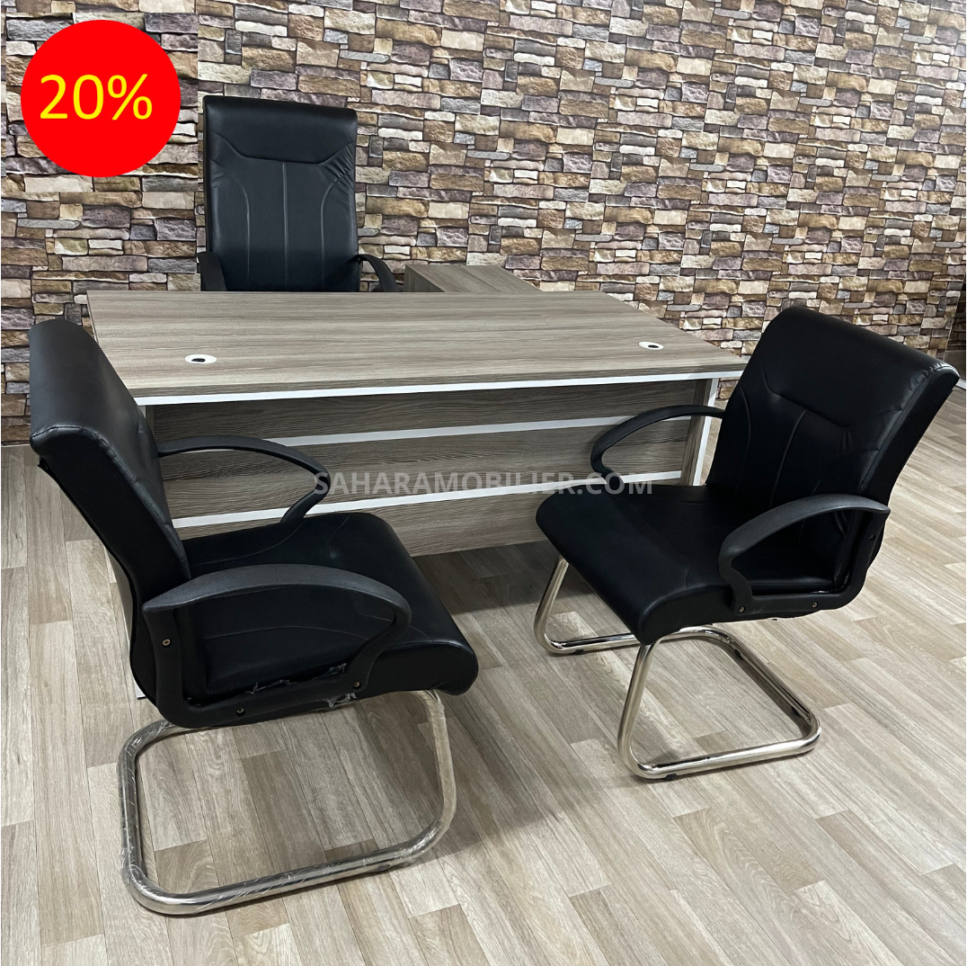 Ensemble Bureau CASABLANCA avec Retour et caisson et chaises Réf. B1809
