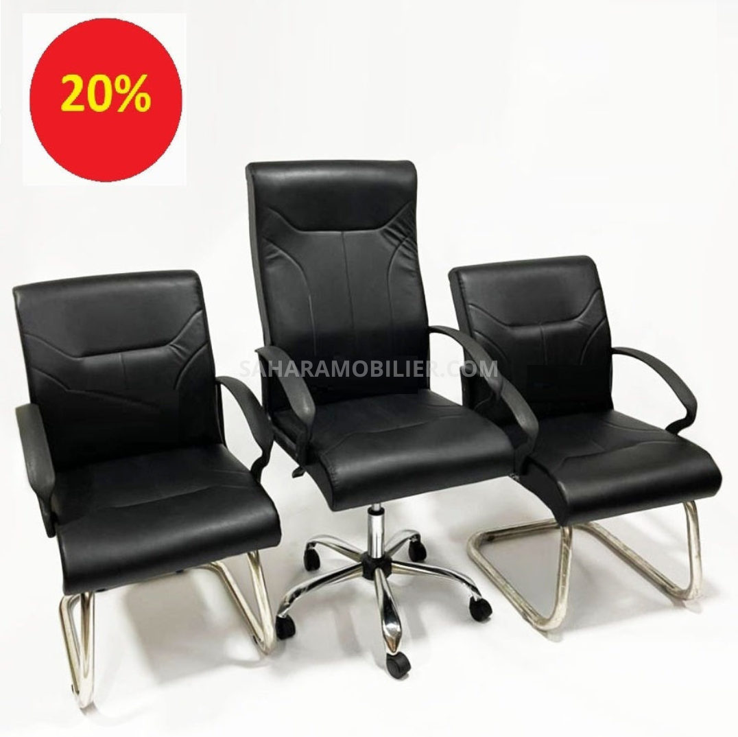 Ensemble Bureau CASABLANCA avec Retour et caisson et chaises Réf. B1809