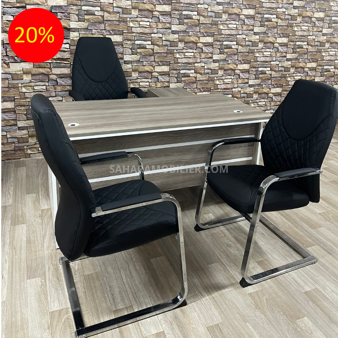 Ensemble Bureau CASABLANCA avec Retour et caisson et chaises Réf. B1808