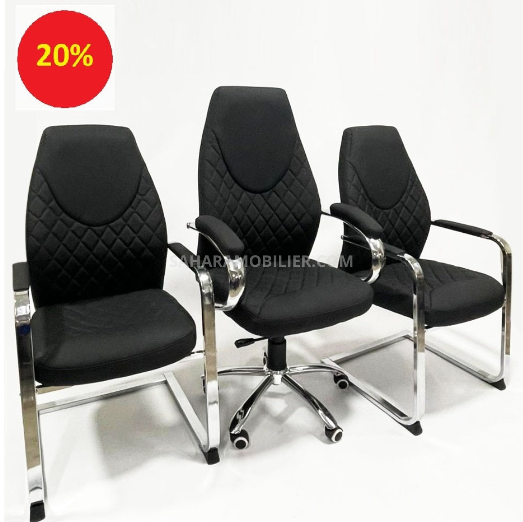 Ensemble Bureau CASABLANCA avec Retour et caisson et chaises Réf. B1808