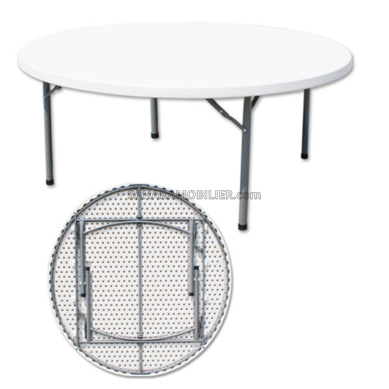 TABLE TRAITEUR EN POLYCARBONNAT PLIABLE RONDE Réf. B2043