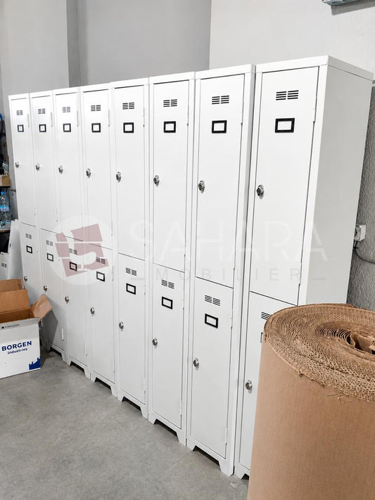 mobilier professionnel Casablanca, Sahara Mobilier Dar Bouazza, rangement métallique entreprise, armoire acier professionnelle.