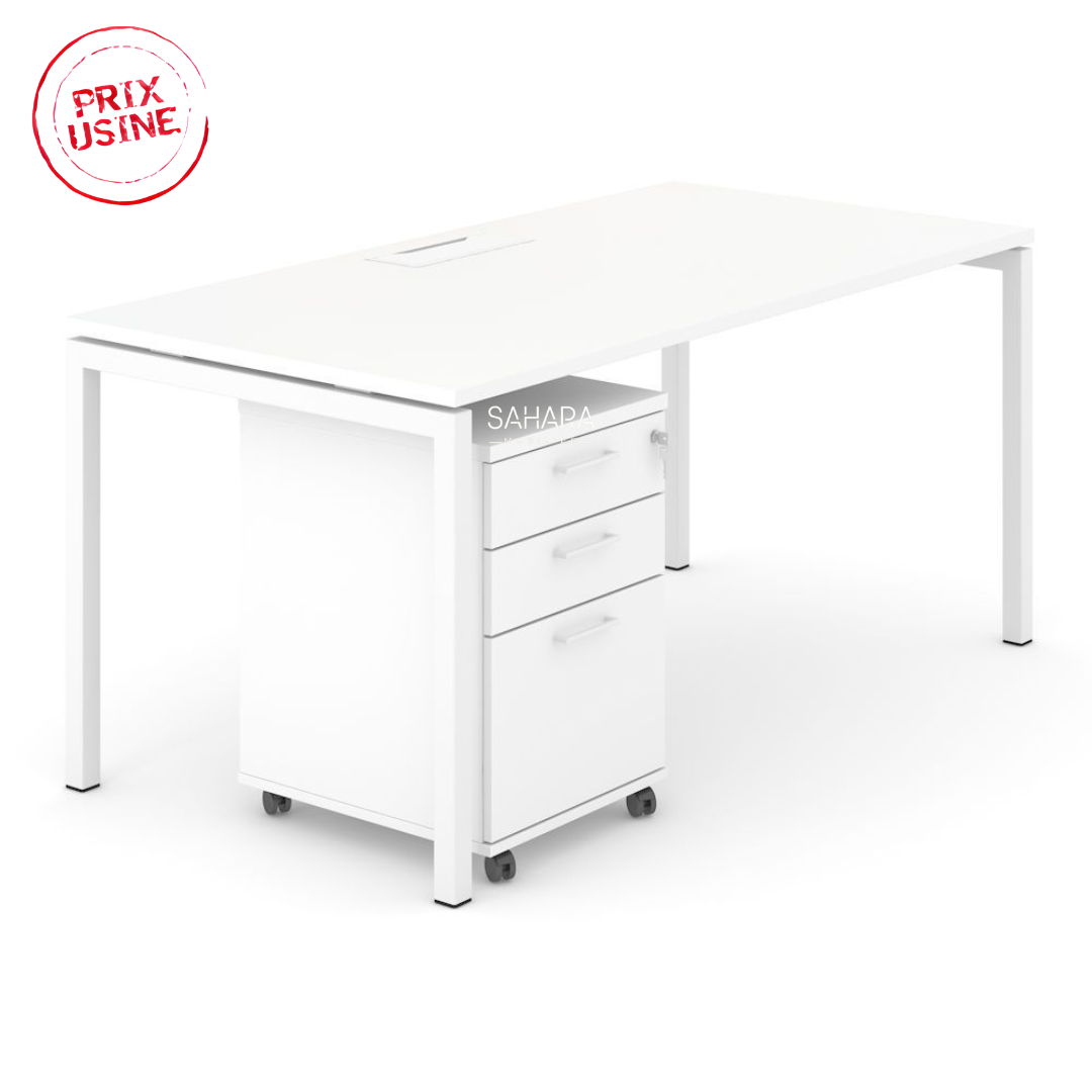 Bureau droit avec voile et caisson Réf B3648