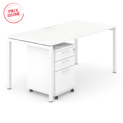 Bureau droit avec voile et caisson Réf B3648