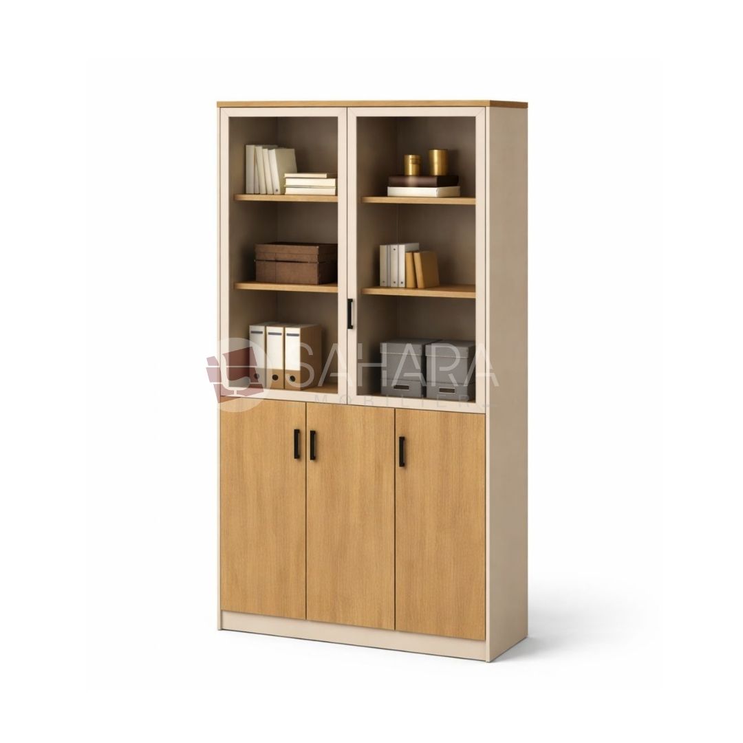 Apportez élégance et fonctionnalité à votre espace professionnel avec cette armoire bibliothèque en bois MDF haute gamme, conçue pour répondre aux exigences des bureaux de direction, administrations et espaces corporate au Maroc. Alliant design raffiné et grande capacité de rangement, elle structure parfaitement votre environnement de travail.