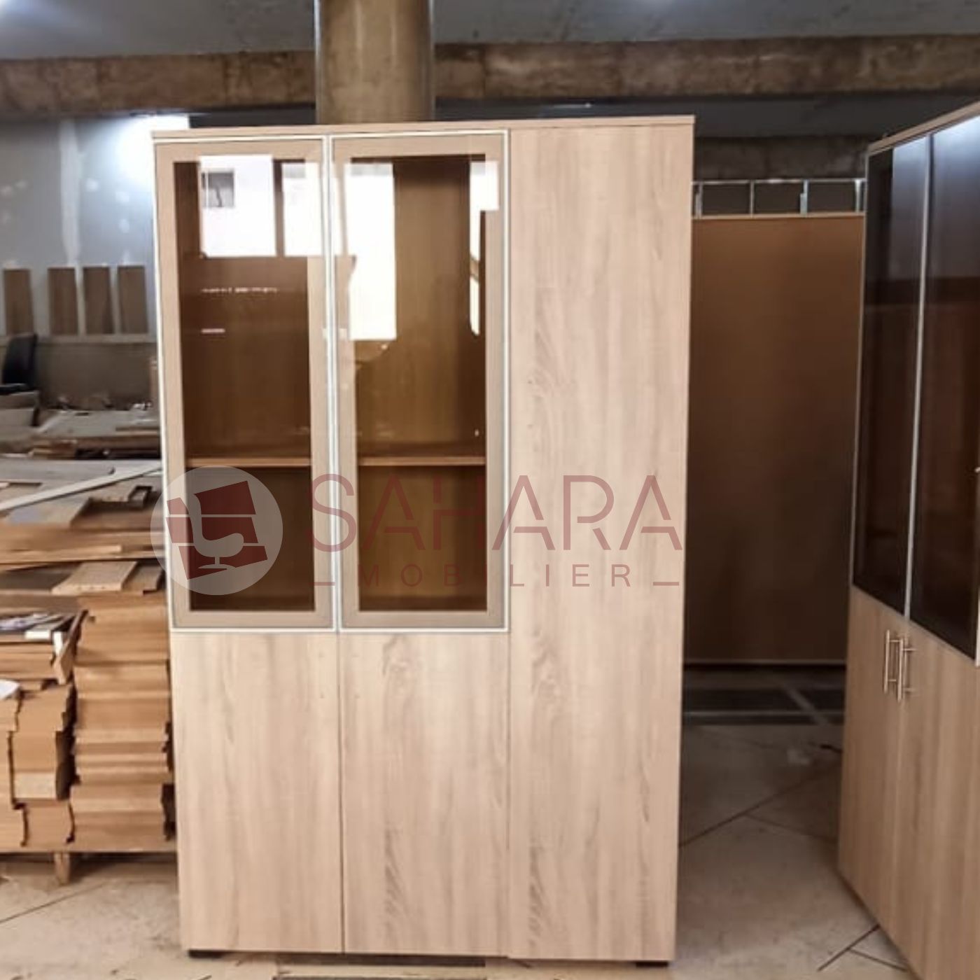 Armoire_biblioth_que_portes_battantes_en_bois_avec_serrure_deux_porte_vitr_s