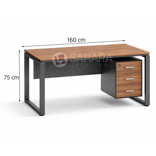 Bureau De Direction Plan de travail : 1600 mm x
750 mm Hauteur : 750 mm Epaisseur du plan de
travail : 19 mm Le plan de travail est constitué
d’un panneau de particules de bois recouvert de
stratifie de deux faces. 