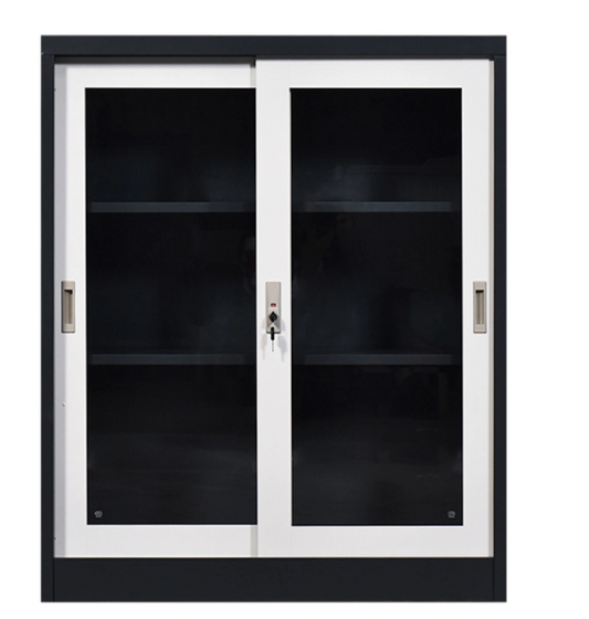 Armoire métallique Bass semi vitré porte coulissante Réf B2556