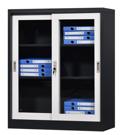 Armoire métallique Bass semi vitré porte coulissante Réf B2556