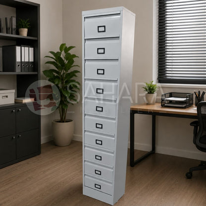Casier à clapet de 10 cases meuble métallique d’une colonne en tôle d’épaisseur 7/10eme