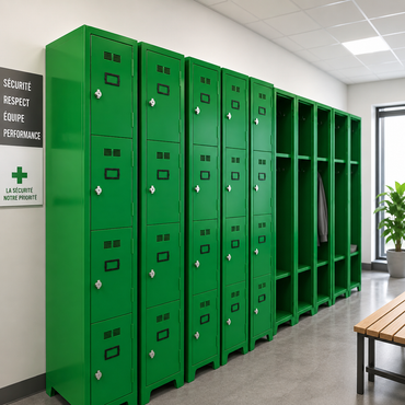 Casier vestiaire métallique 4 portes en vert ;a fermeture cadenas