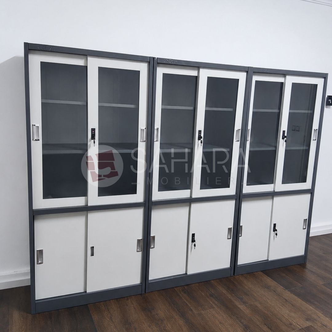 Armoire métallique 4 portes semi-vitré Réf C0302