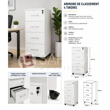 Armoire pour classement à 4 tiroirs Réf C0915