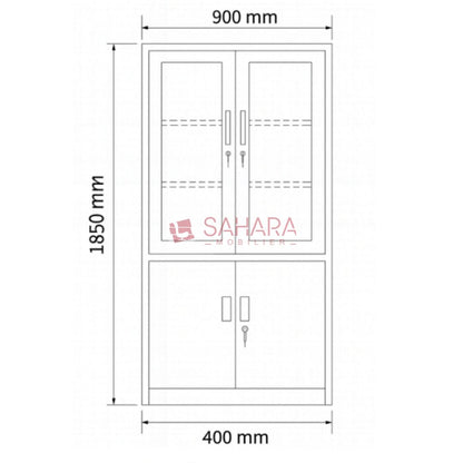 Armoire métallique 4 portes semi-vitré Réf C0302