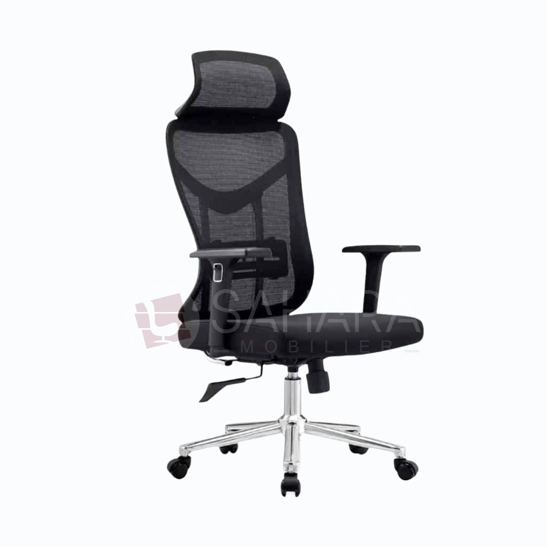 Assise rembourrée en tissu et dossier en maille respirante : offre un excellent maintien tout en favorisant la circulation de l’air, pour un confort optimal même en utilisation prolongée.
Réglage en hauteur : permet d’adapter facilement la position de la chaise à votre poste de travail et à votre morphologie.
Piètement en acier chromé : garantit stabilité, durabilité et apporte une finition élégante et contemporaine.
Mécanisme de bascule du dossier : assure une assise dynamique et un soutien personnalisé, f