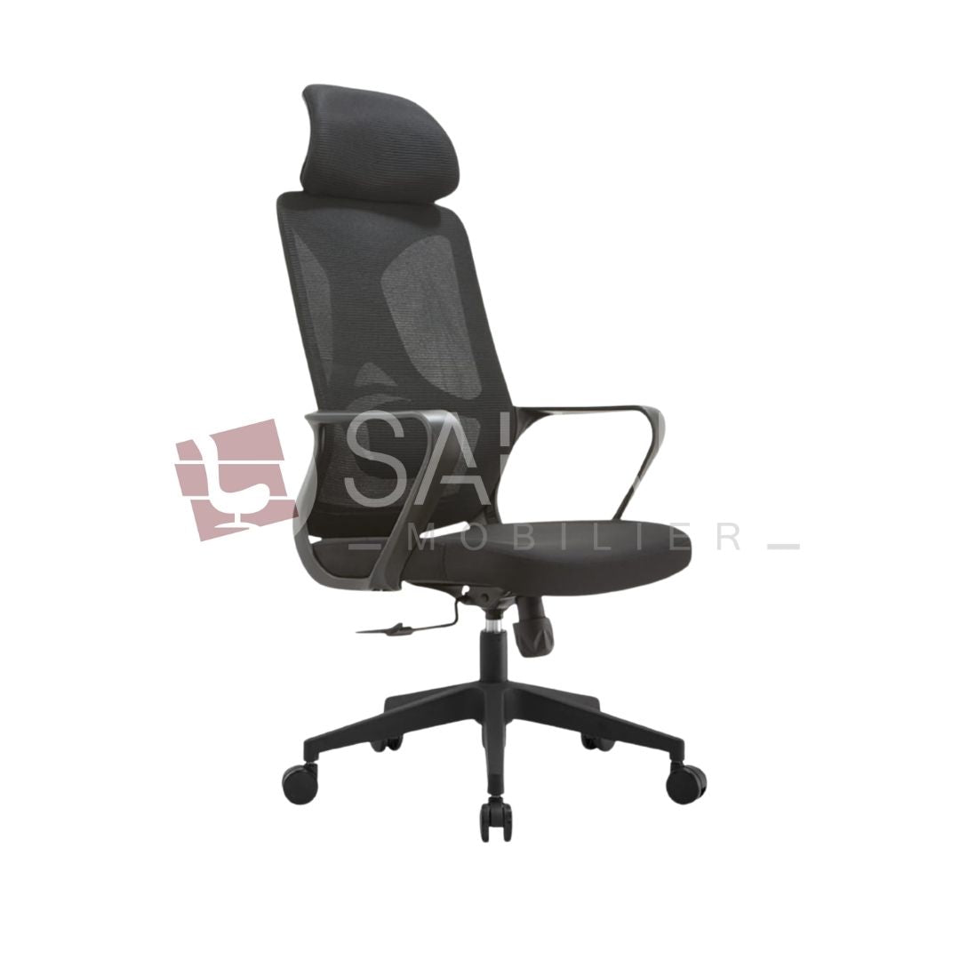 Fauteuil de bureau ergonomique avec têtière

Structure :
Structure en polypropylène renforcé (PA + GF)
Piètement 5 branches en nylon noir avec roulettes