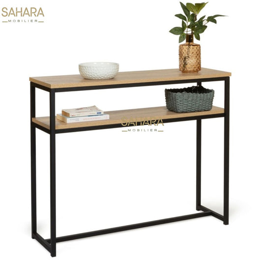 CONSOLE DOUBLE DESIGN INDUSTRIEL BOIS ET MÉTAL Réf B2769