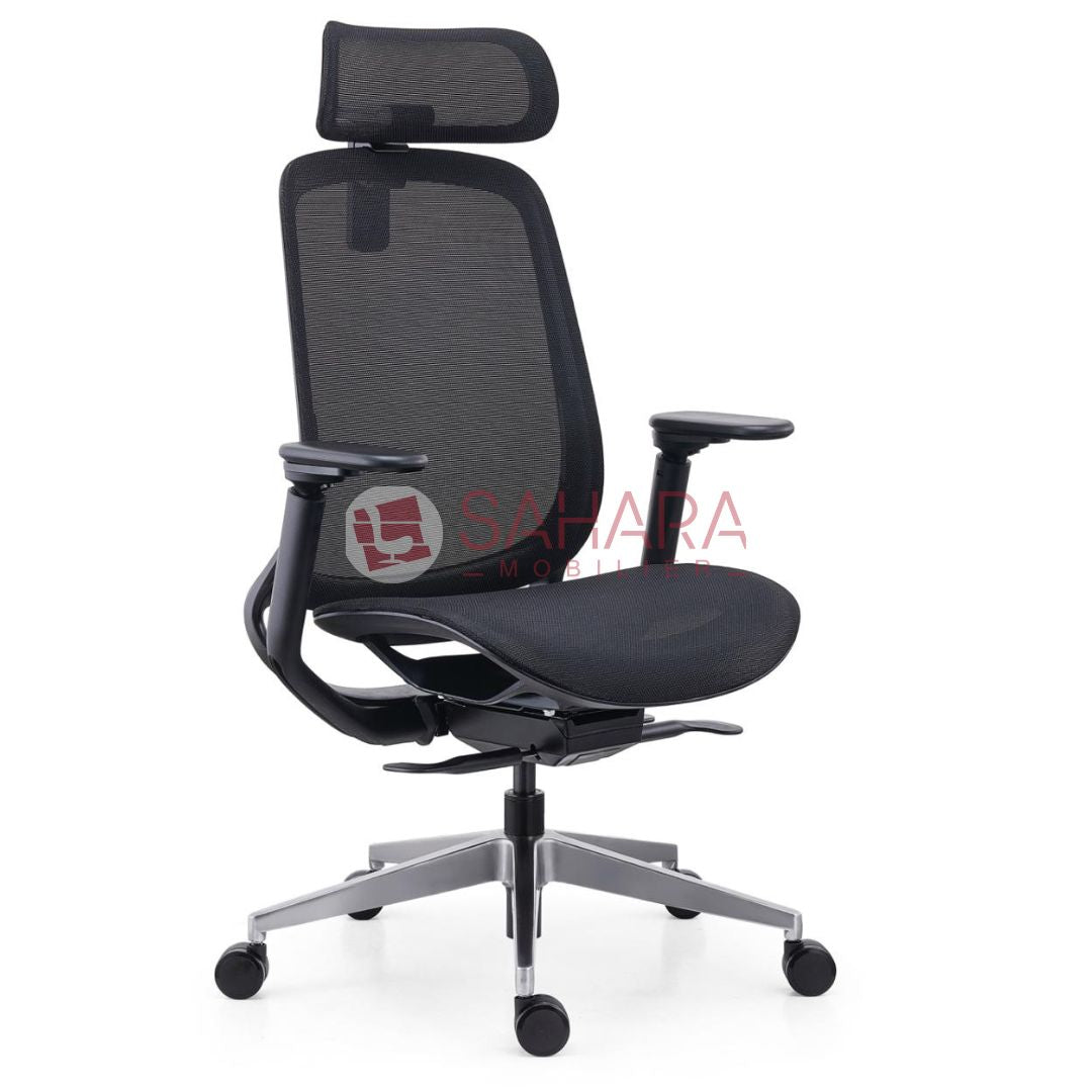Fauteuil de direction ergonomique en Mesh avec soutien lombaire – Sahara Mobilier Dar Bouazza