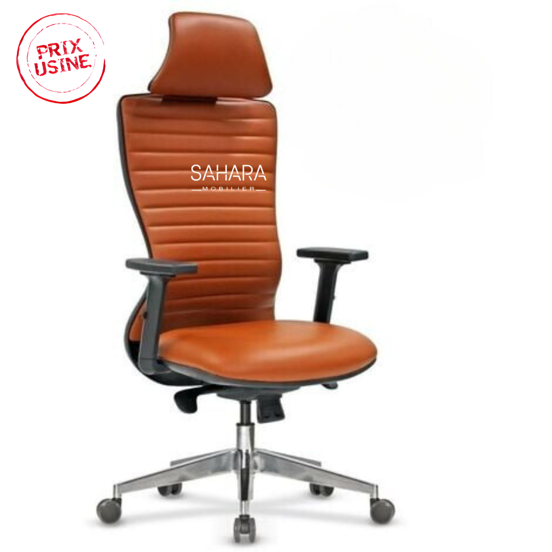 Un dossier en simili cuir qui dispose d’un support lombaire intégré
Une assise en simili cuir composé de mousse de polyuréthane haute densité
Un Système de réglage en hauteur de l'assise via le vérin à gaz en actionnant la manette sous l’assise
Un Système de réglage et de blocage de la position de dossier en actionnant la manette sous l’assise
Un système de réglage de basculement de dossier en actionnant le poignet sous l'assise
Des accoudoirs en matière PVC fixé à l'assise et réglable en hauteur
Piètement 