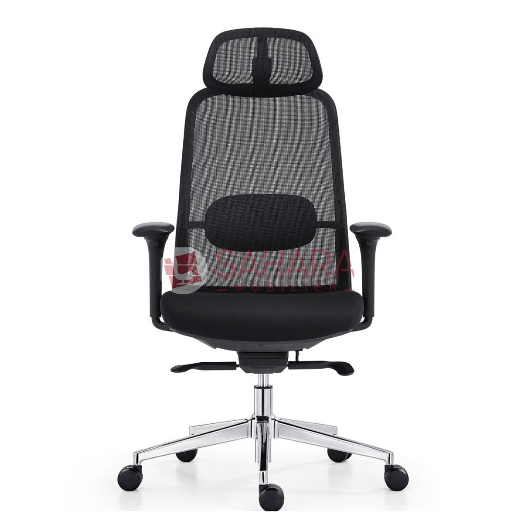 Chaise de direction en Mesh respirant avec soutien lombaire, siège ergonomique et roulettes – Sahara Mobilier Maroc