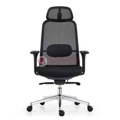 Chaise de direction en Mesh respirant avec soutien lombaire, siège ergonomique et roulettes – Sahara Mobilier Maroc