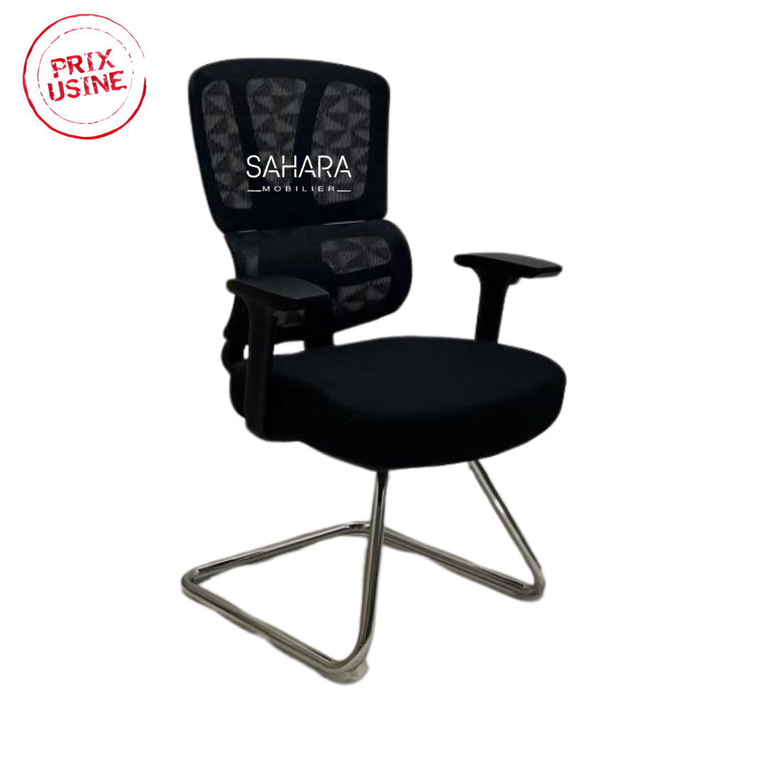 Fauteuil visiteur en MeSH piétement luge avec  accoudoirs forme T