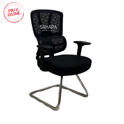 Fauteuil visiteur en MeSH piétement luge avec  accoudoirs forme T