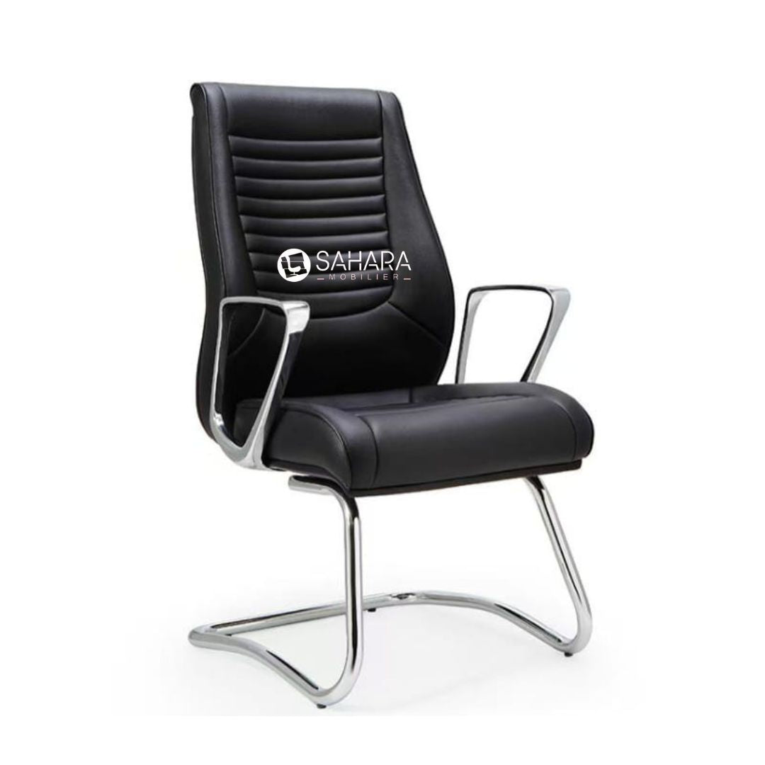 Fauteuil visiteur en luge , es accoudoirs forme U revêtu en simili cuir