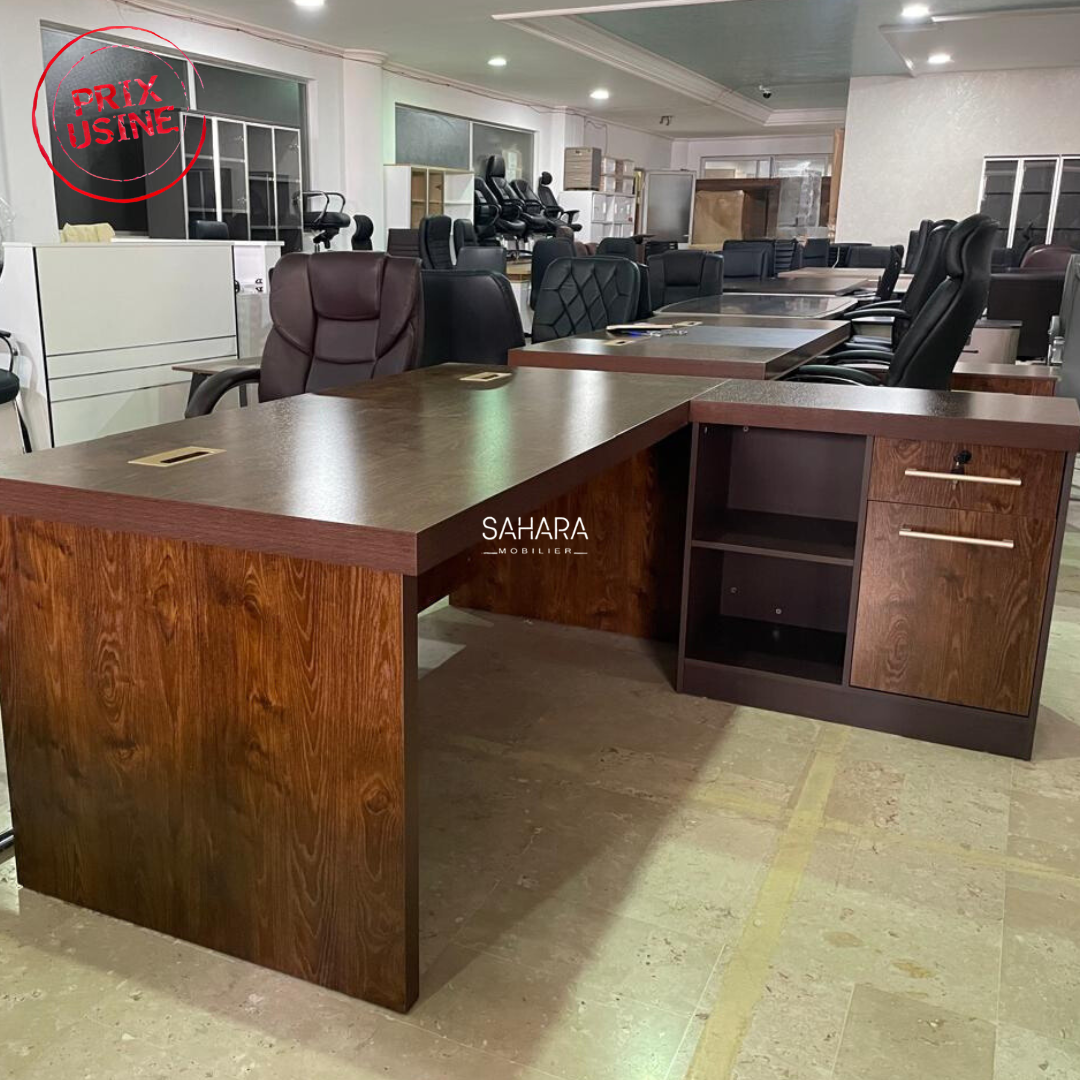 Pack Bureau CUSTOMIZE ( Bureau 160cm + Retour mobile +Caisson + Armoire Bibliothèque + Ensemble Fauteuils) Réf B3637