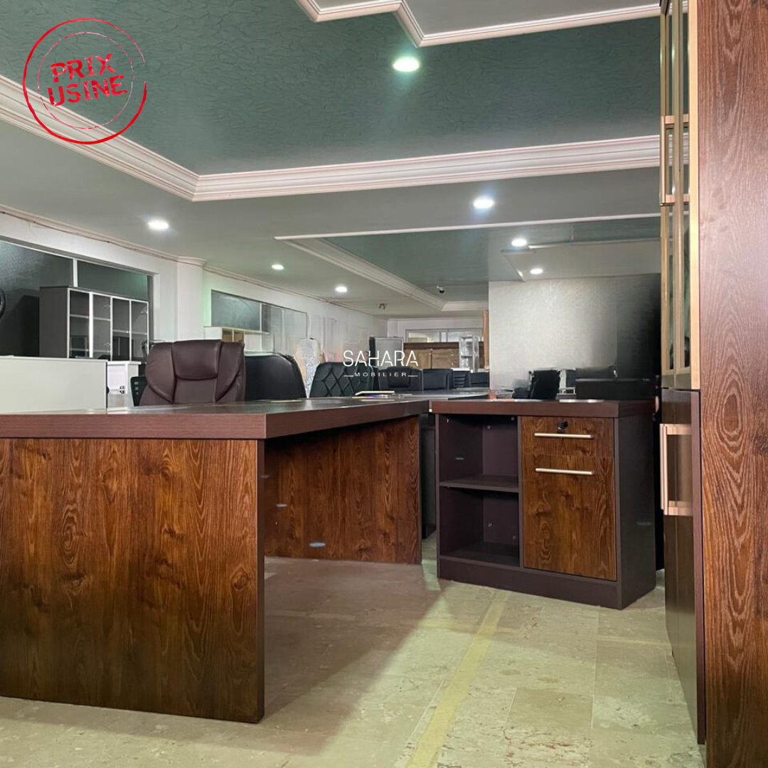 Pack Bureau CUSTOMIZE ( Bureau 160cm + Retour mobile +Caisson + Armoire Bibliothèque + Ensemble Fauteuils) Réf B3637