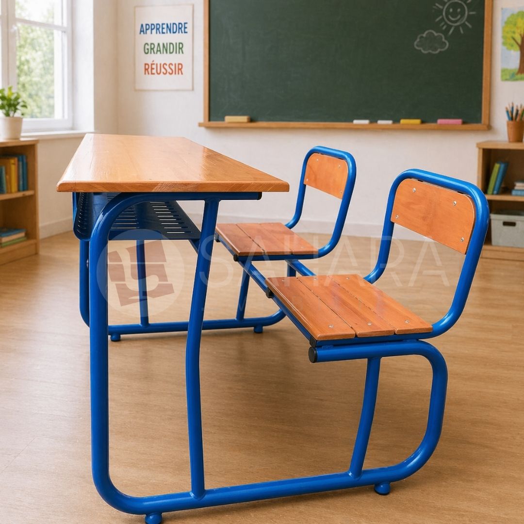 Pupitre Scolaire Biplace Renforcé Réf C0101